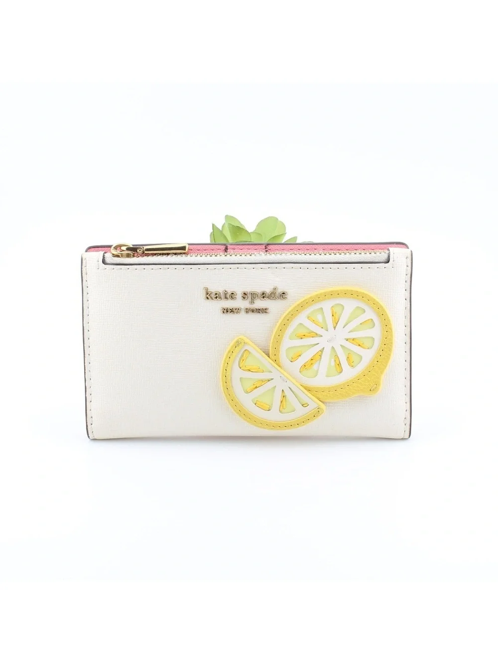 Kate Spade New York Lemon Appliqué Zip Bifold Wallet